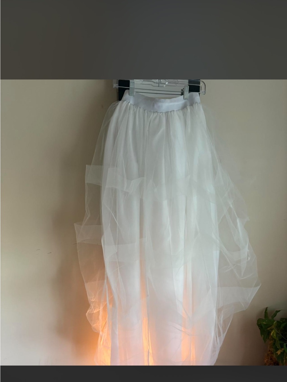 White Layered Tulle Maxi Skirt